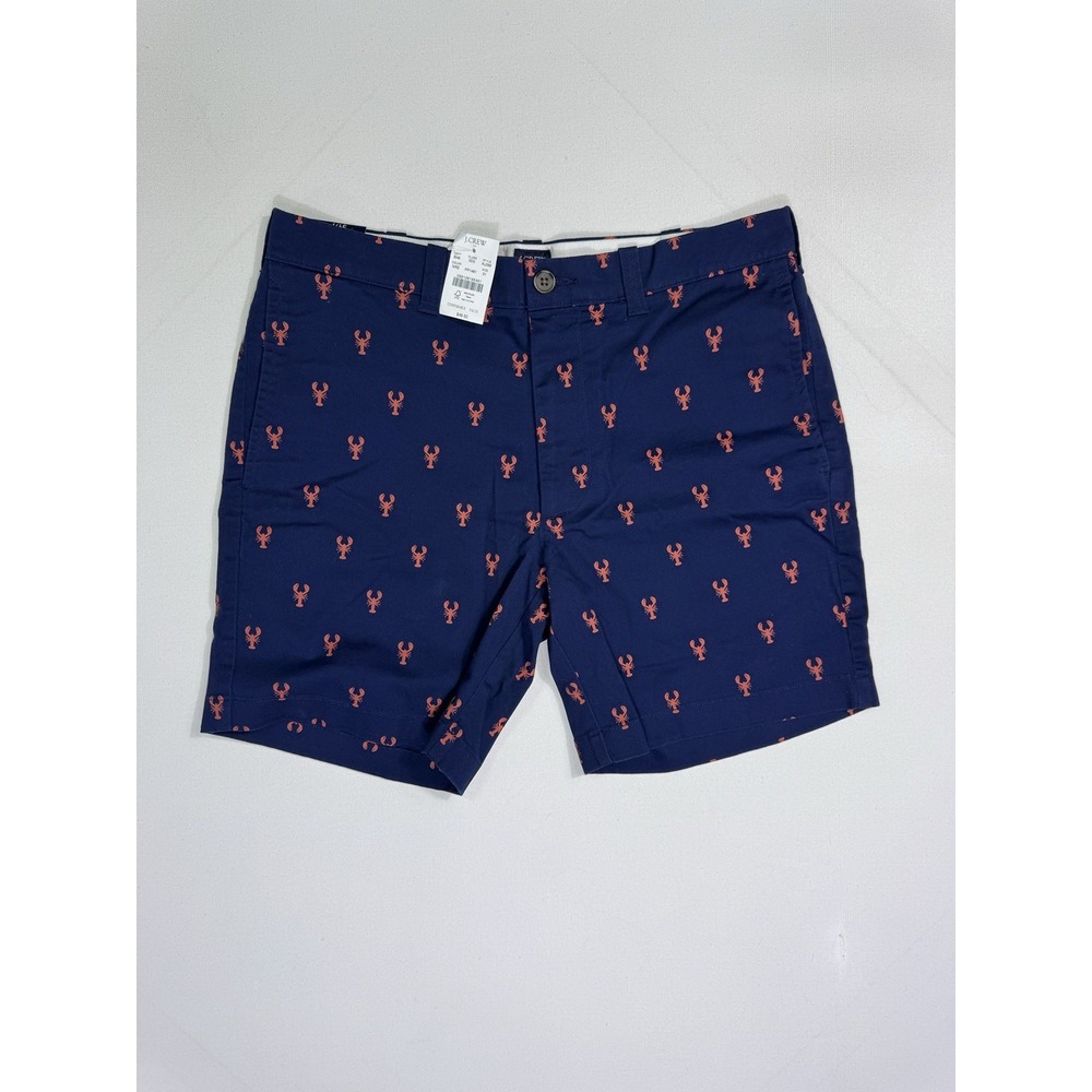 J.CREW Men 31 Chino Shorts Lobster Navy Blue 7 Inseam AL099 NWT Coastal Summer